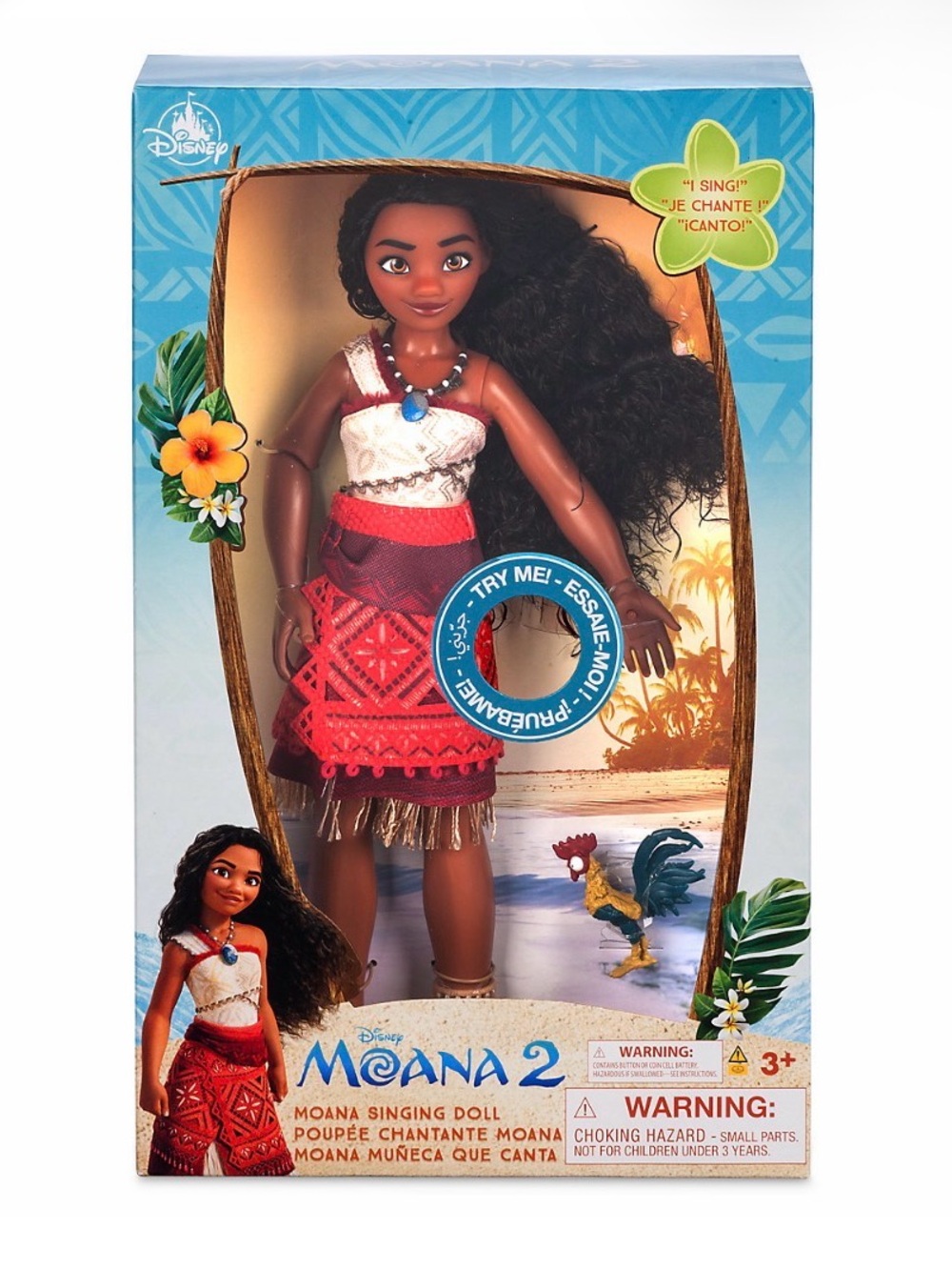 Original Disney Moana 2 Singing Doll with Red Outfit and Dark Brown Hair